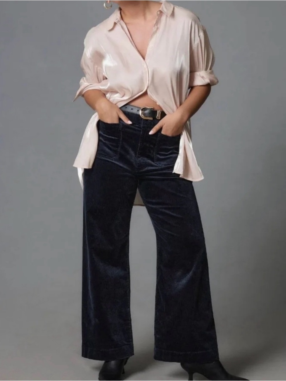 Anthropologie The Colette Full-Length Wide-Leg Corduroy Pants by Maeve Black 22W